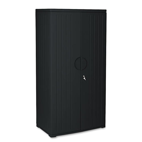 Image of Officeworks Resin Storage Cabinet, 36w X 22d X 72h, Black