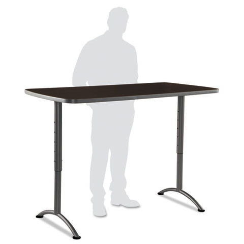 Image of Arc Sit-to-stand Tables, Rectangular Top, 30w X 60d X 30-42h, Walnut/gray