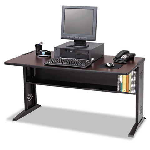 Image of Computer Desk With Reversible Top, 47.5w X 28d X 30h, Mahogany/medium Oak/black