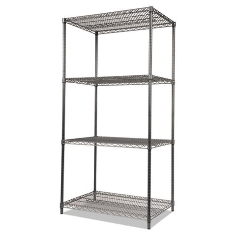 Image of Wire Shelving Starter Kit, Four-shelf, 36w X 18d X 72h, Black Anthracite