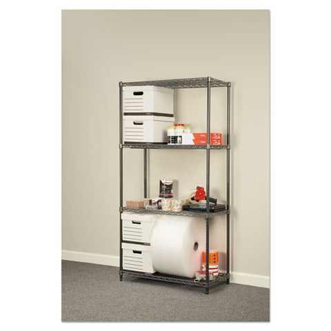 Image of Wire Shelving Starter Kit, Four-shelf, 36w X 18d X 72h, Black Anthracite