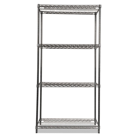 Image of Wire Shelving Starter Kit, Four-shelf, 36w X 18d X 72h, Black Anthracite