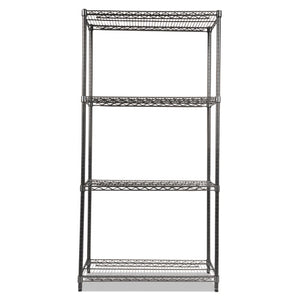 Wire Shelving Starter Kit, Four-shelf, 36w X 18d X 72h, Black Anthracite