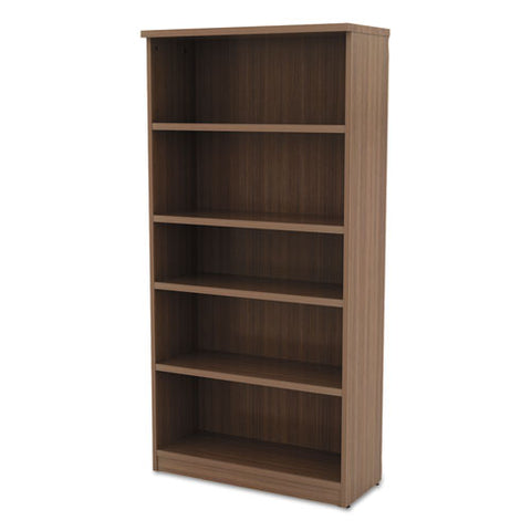 Image of Alera Valencia Series Bookcase, Five-shelf, 31 3/4w X 14d X 64 3/4h, Modern Walnut