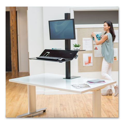 Image of Lotus Ve Sit-stand Workstation, 29w X 28.5d X 42.5h, Black