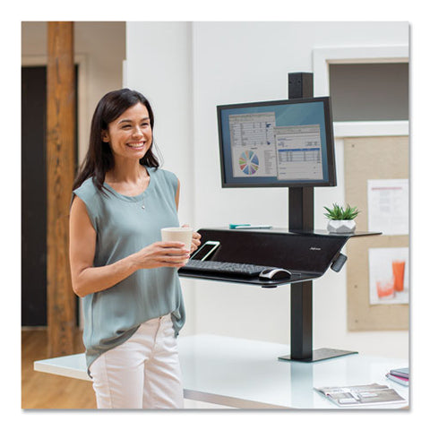 Image of Lotus Ve Sit-stand Workstation, 29w X 28.5d X 42.5h, Black