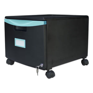 Single-drawer Mobile Filing Cabinet, 14.75w X 18.25d X 12.75h, Black/teal