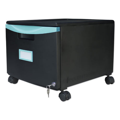 Image of Single-drawer Mobile Filing Cabinet, 14.75w X 18.25d X 12.75h, Black/teal