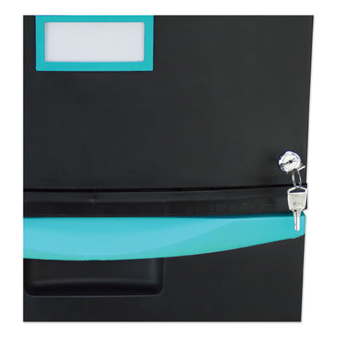 Image of Single-drawer Mobile Filing Cabinet, 14.75w X 18.25d X 12.75h, Black/teal