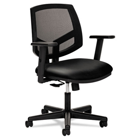 Image of Volt Series Mesh Back Leather Task Chair With Synchro-tilt, Supports Up To 250 Lbs., Black Seat/black Back, Black Base