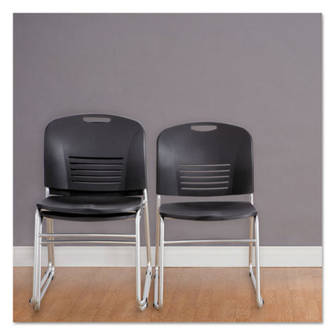 Image of Vy Series Stack Chairs, Black Seat/black Back, Silver Base, 2/carton