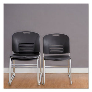 Vy Series Stack Chairs, Black Seat/black Back, Silver Base, 2/carton