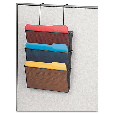 Image of Mesh Partition Additions Three-file Pocket Organizer, 12 5/8 X 16 3/4, Black