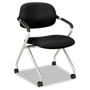 Hvl303 Nesting Arm Chair, Black Seat/black Back, Black Base