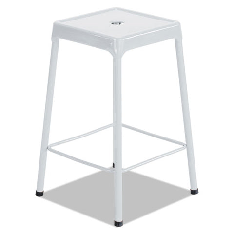 Image of Counter-height Steel Stool, 25" Seat Height, Supports Up To 250 Lbs., Silver Seat/silver Back, Silver Base