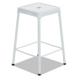 Counter-height Steel Stool, 25" Seat Height, Supports Up To 250 Lbs., Silver Seat/silver Back, Silver Base