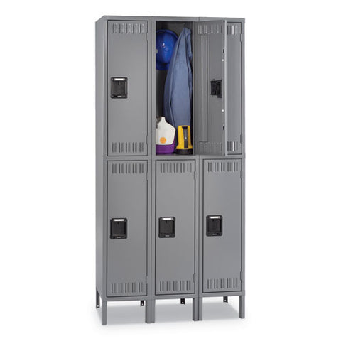 Image of Double Tier Locker With Legs, Single Stack, 12w X 18d X 78h, Medium Gray