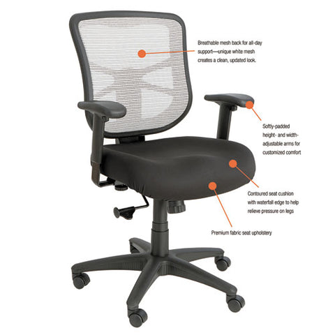 Image of Alera Elusion Series Mesh Mid-back Swivel/tilt Chair, Supports Up To 275 Lbs., Black Seat/white Back, Black Base