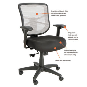 Alera Elusion Series Mesh Mid-back Swivel/tilt Chair, Supports Up To 275 Lbs., Black Seat/white Back, Black Base