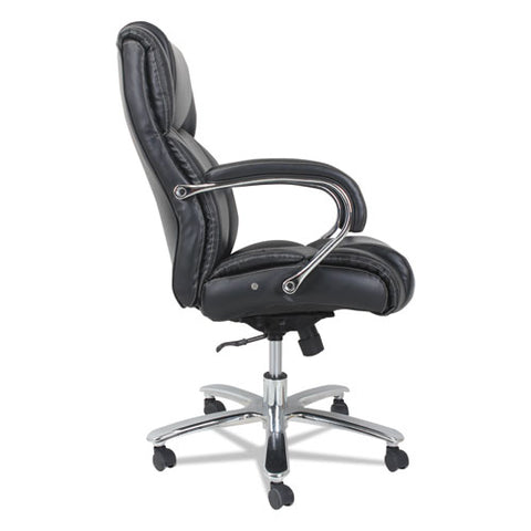 Image of Alera Maxxis Series Big And Tall Leather Chair, Supports Up To 450 Lbs., Black Seat/black Back, Chrome Base