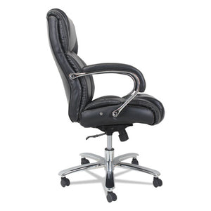 Alera Maxxis Series Big And Tall Leather Chair, Supports Up To 450 Lbs., Black Seat/black Back, Chrome Base