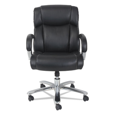 Image of Alera Maxxis Series Big And Tall Leather Chair, Supports Up To 450 Lbs., Black Seat/black Back, Chrome Base