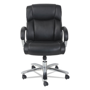 Alera Maxxis Series Big And Tall Leather Chair, Supports Up To 450 Lbs., Black Seat/black Back, Chrome Base