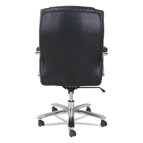 Image of Alera Maxxis Series Big And Tall Leather Chair, Supports Up To 450 Lbs., Black Seat/black Back, Chrome Base