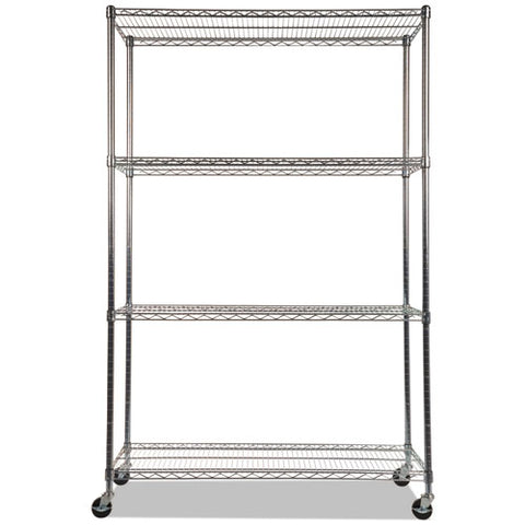 Image of Nsf Certified 4-shelf Wire Shelving Kit With Casters, 48w X 18d X 72h, Silver