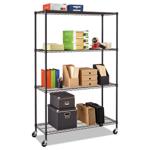 Image of Nsf Certified 4-shelf Wire Shelving Kit With Casters, 48w X 18d X 72h, Silver