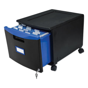 Single-drawer Mobile Filing Cabinet, 14.75w X 18.25d X 12.75h, Black/blue