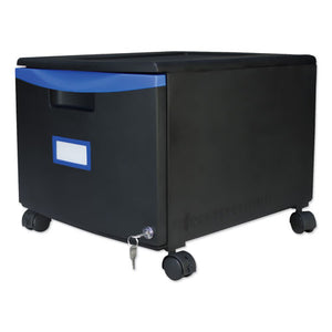 Single-drawer Mobile Filing Cabinet, 14.75w X 18.25d X 12.75h, Black/blue