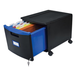 Single-drawer Mobile Filing Cabinet, 14.75w X 18.25d X 12.75h, Black/blue