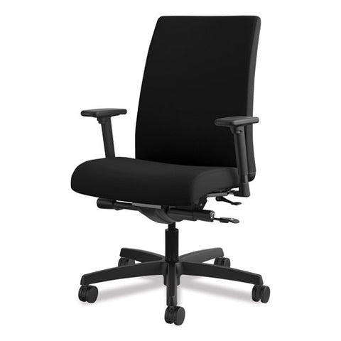 Image of Ignition Series Mid-back Work Chair, Supports Up To 300 Lbs., Black Seat/black Back, Black Base