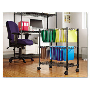 Two-tier Rolling File Cart, 26w X 14d X 29.5h, Black