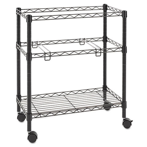 Image of Two-tier Rolling File Cart, 26w X 14d X 29.5h, Black