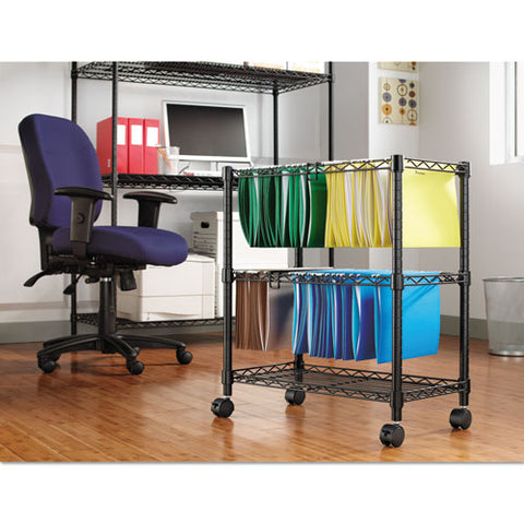 Image of Two-tier Rolling File Cart, 26w X 14d X 29.5h, Black