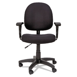 Alera Essentia Series Swivel Task Chair With Adjustable Arms, Supports Up To 275 Lbs, Black Seat/black Back, Black Base