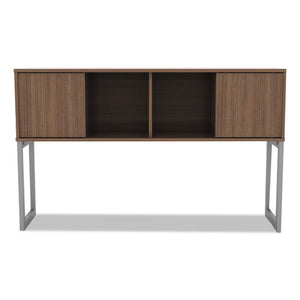 Alera Open Office Desk Series Hutch, 59w X 15d X 36.38h, Modern Walnut