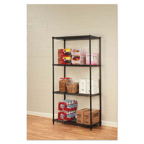 Image of Nsf Certified Industrial 4-shelf Wire Shelving Kit, 36w X 18d X 72h, Black