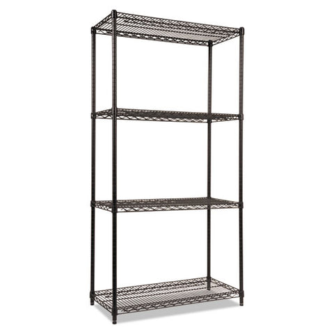 Image of Nsf Certified Industrial 4-shelf Wire Shelving Kit, 36w X 18d X 72h, Black