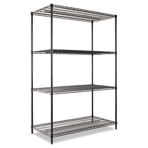 Nsf Certified Industrial 4-shelf Wire Shelving Kit, 36w X 18d X 72h, Black