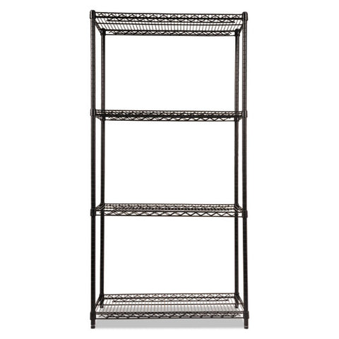 Image of Nsf Certified Industrial 4-shelf Wire Shelving Kit, 36w X 18d X 72h, Black