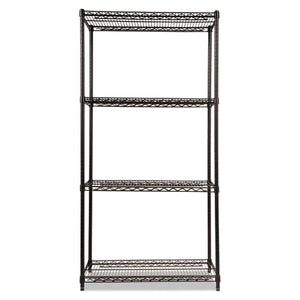 Nsf Certified Industrial 4-shelf Wire Shelving Kit, 36w X 18d X 72h, Black