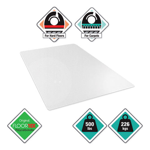 Image of Cleartex Megamat Heavy-duty Polycarbonate Mat For Hard Floor/all Carpet, 46 X 53, Clear