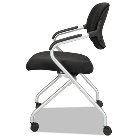 Image of Hvl303 Nesting Arm Chair, Black Seat/black Back, Platinum Base