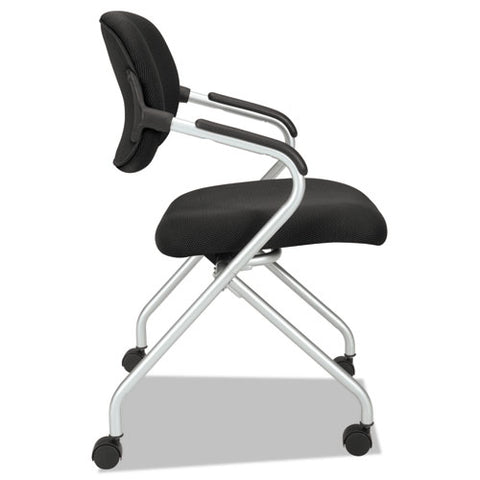 Image of Hvl303 Nesting Arm Chair, Black Seat/black Back, Platinum Base