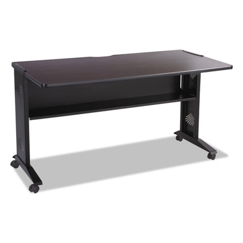 Image of Mobile Computer Desk With Reversible Top, 53.5w X 28d X 30h, Mahogany/medium Oak/black