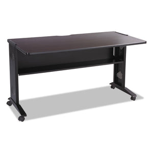 Mobile Computer Desk With Reversible Top, 53.5w X 28d X 30h, Mahogany/medium Oak/black