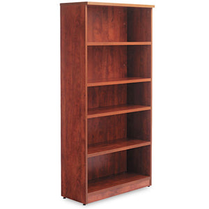 Alera Valencia Series Bookcase, Five-shelf, 31 3/4w X 14d X 64 3/4h, Medium Cherry